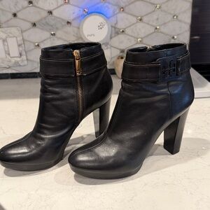 Tory Burch Black Heeled Ankle Booties.